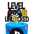Vikiwiin Level 8th Unlocked Cake Topper – Game Controller Theme for 8th Birthday