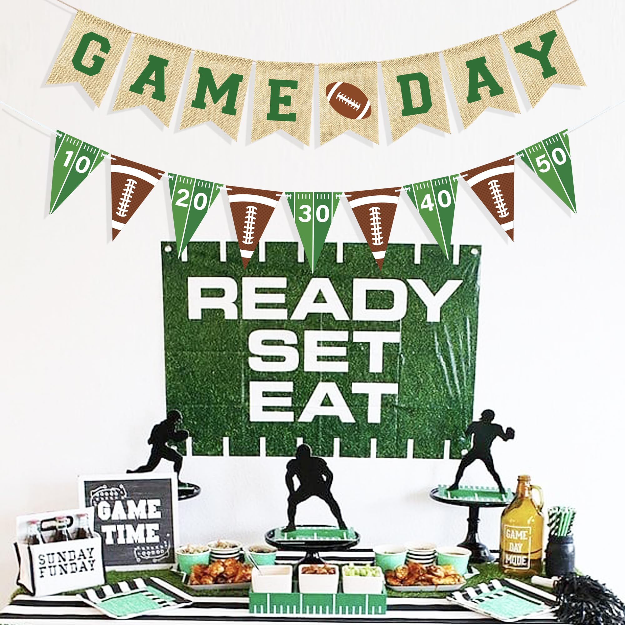 VILIFEVER Game Day Burlap Banner Football Garland – Football Party Decorations