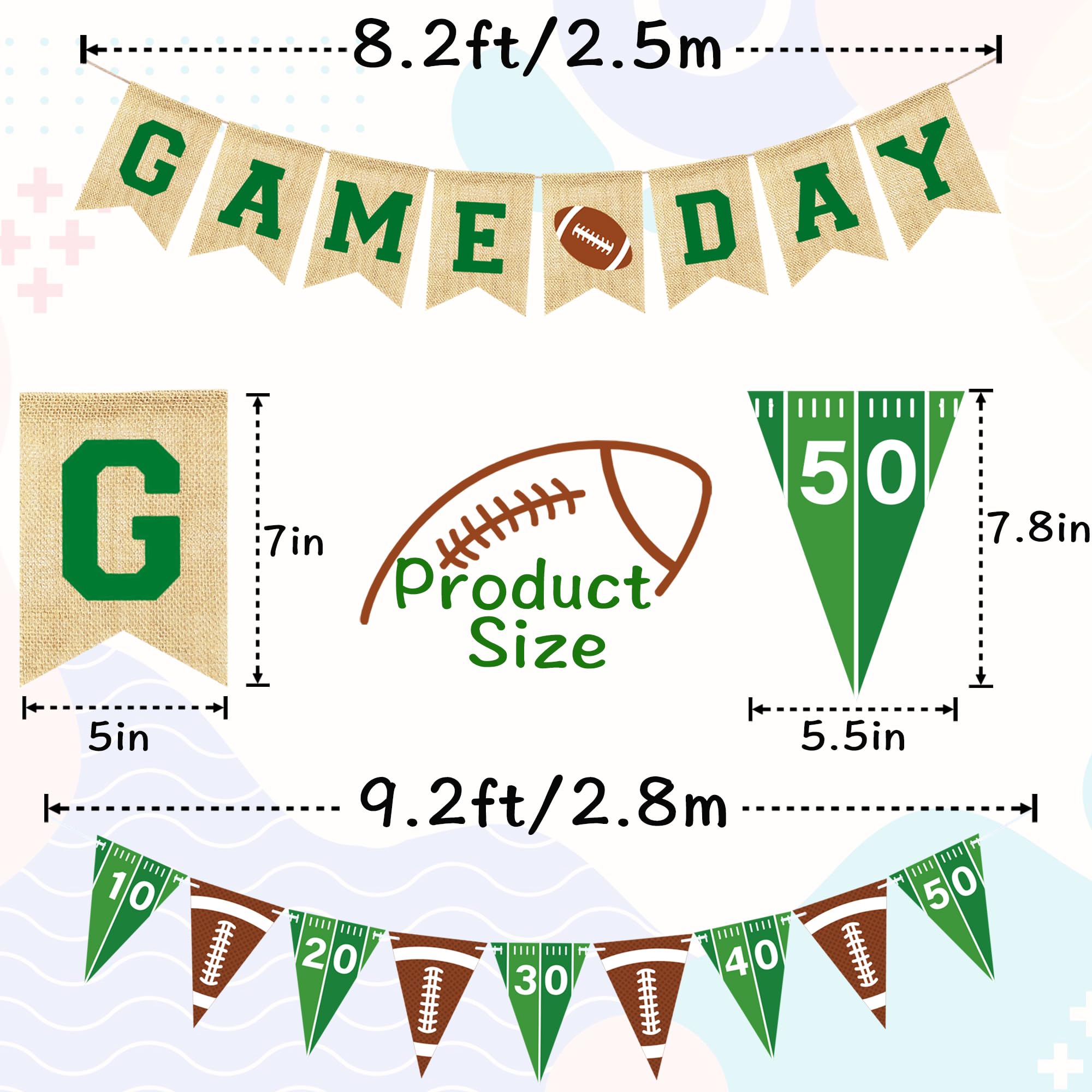 VILIFEVER Game Day Burlap Banner Football Garland – Football Party Decorations
