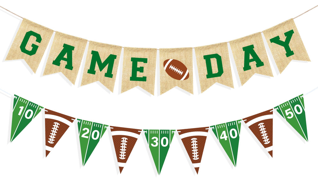 VILIFEVER Game Day Burlap Banner Football Garland – Football Party Decorations
