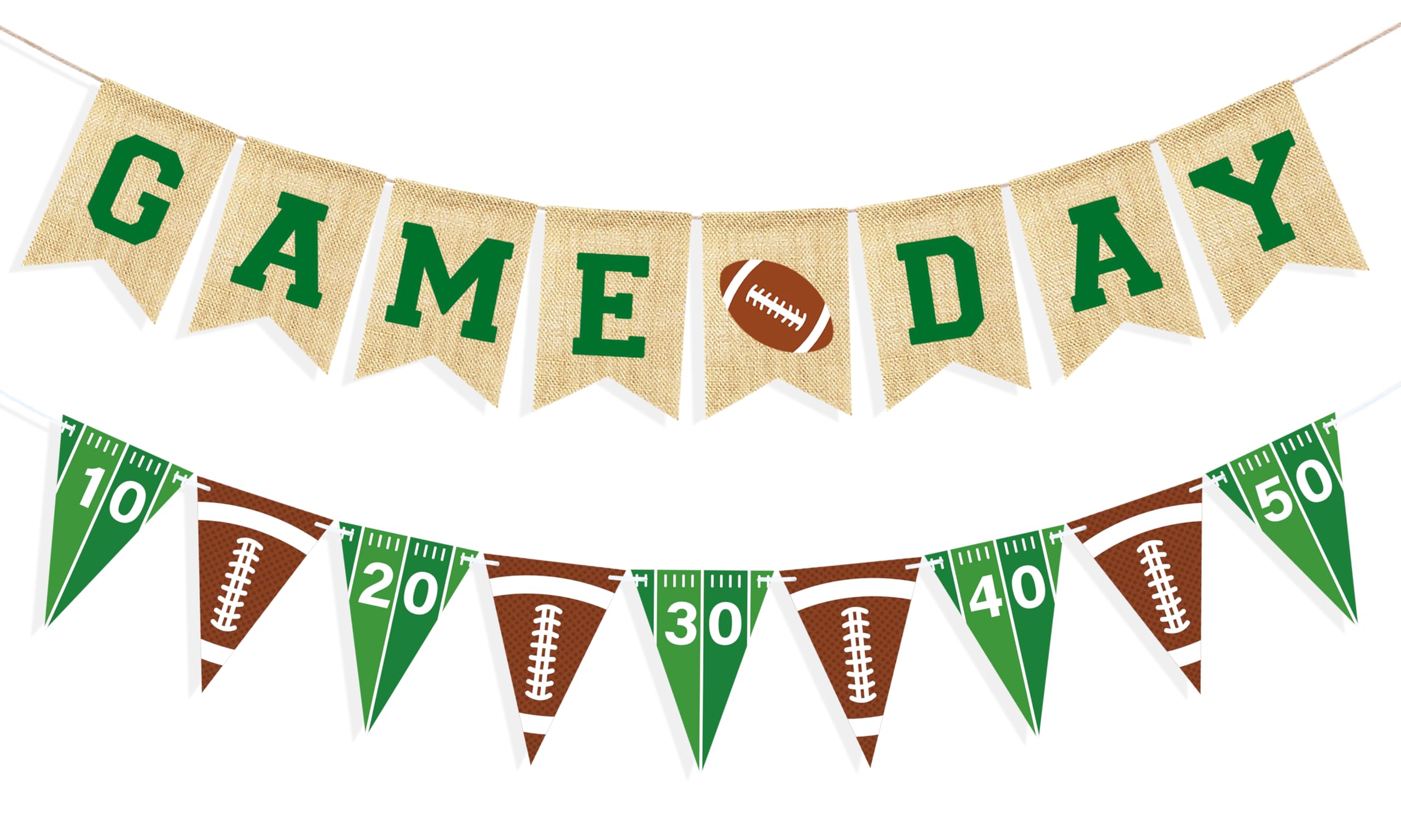 VILIFEVER Game Day Burlap Banner Football Garland – Football Party Decorations