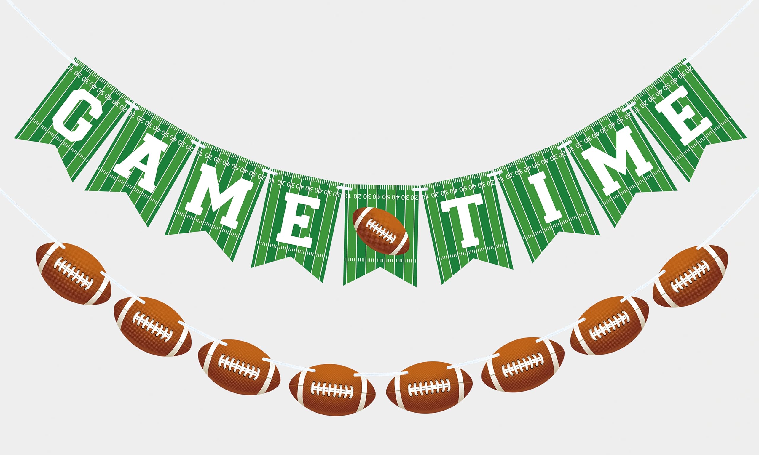 VILIFEVER 2-Piece Game Time Banner & Football Garland | Indoor/Outdoor Football Party Decor