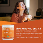 Vimergy USDA Organic Wild Chaga Mushroom Powder, 250g (166 Servings) — Cardiovascular Support, Kosher, Vegan, No Gluten