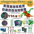 Vinfo Dinosaur Birthday Party Supplies Kit for Boys – All-in-One Dino Decor for 20 Guests