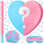 VioraWhite 17-Inch Heart Pinata – Gender Reveal Pink & Blue | Large Valentines Baby Shower Decor