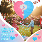 VioraWhite 17-Inch Heart Pinata – Gender Reveal Pink & Blue | Large Valentines Baby Shower Decor