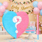 VioraWhite 17-Inch Heart Pinata – Gender Reveal Pink & Blue | Large Valentines Baby Shower Decor