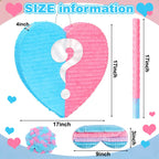 VioraWhite 17-Inch Heart Pinata – Gender Reveal Pink & Blue | Large Valentines Baby Shower Decor