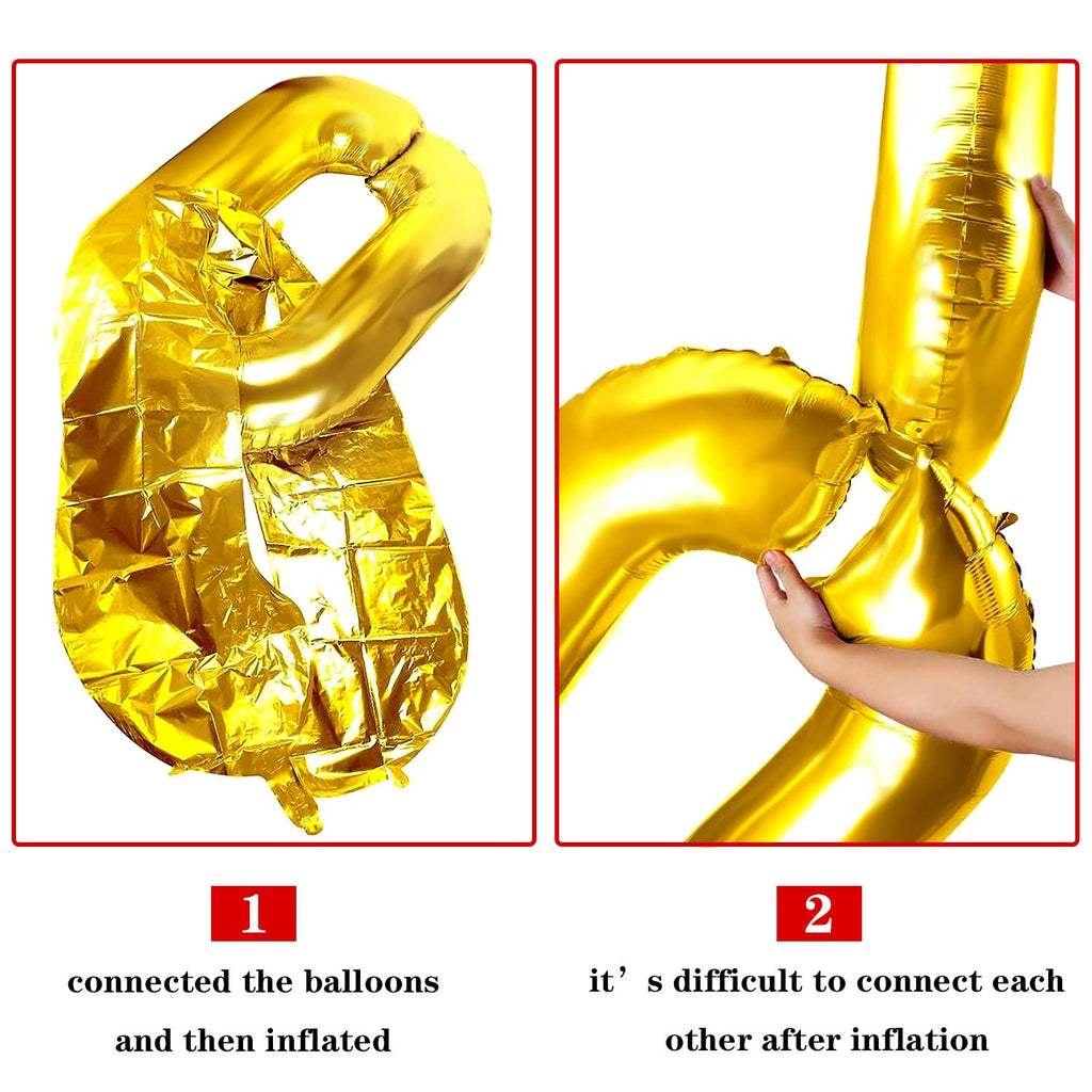 Virtue Morals Foil Chain Balloons Gold 32in – Jumbo Chain Balloon Set for 80s/90s Party Decor (32pc)