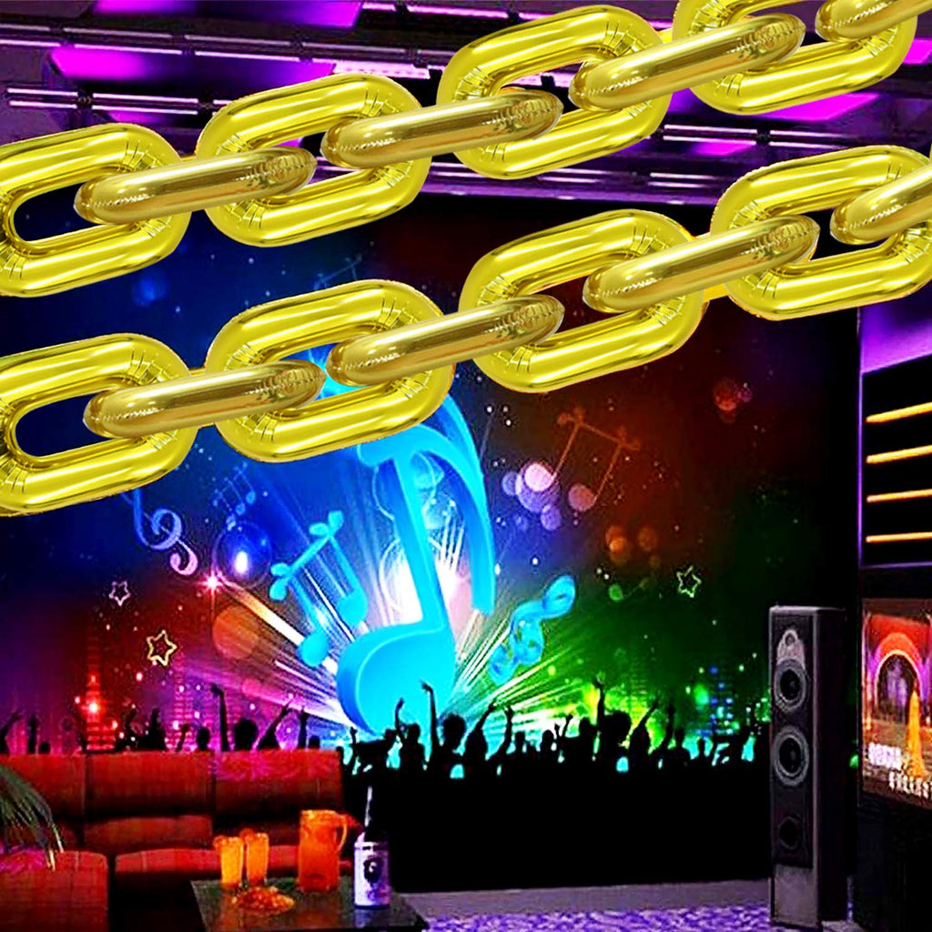 Virtue Morals Foil Chain Balloons Gold 32in – Jumbo Chain Balloon Set for 80s/90s Party Decor (32pc)