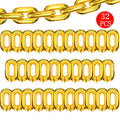 Virtue Morals Foil Chain Balloons Gold 32in – Jumbo Chain Balloon Set for 80s/90s Party Decor (32pc)