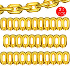 Virtue Morals Foil Chain Balloons Gold 32in – Jumbo Chain Balloon Set for 80s/90s Party Decor (32pc)