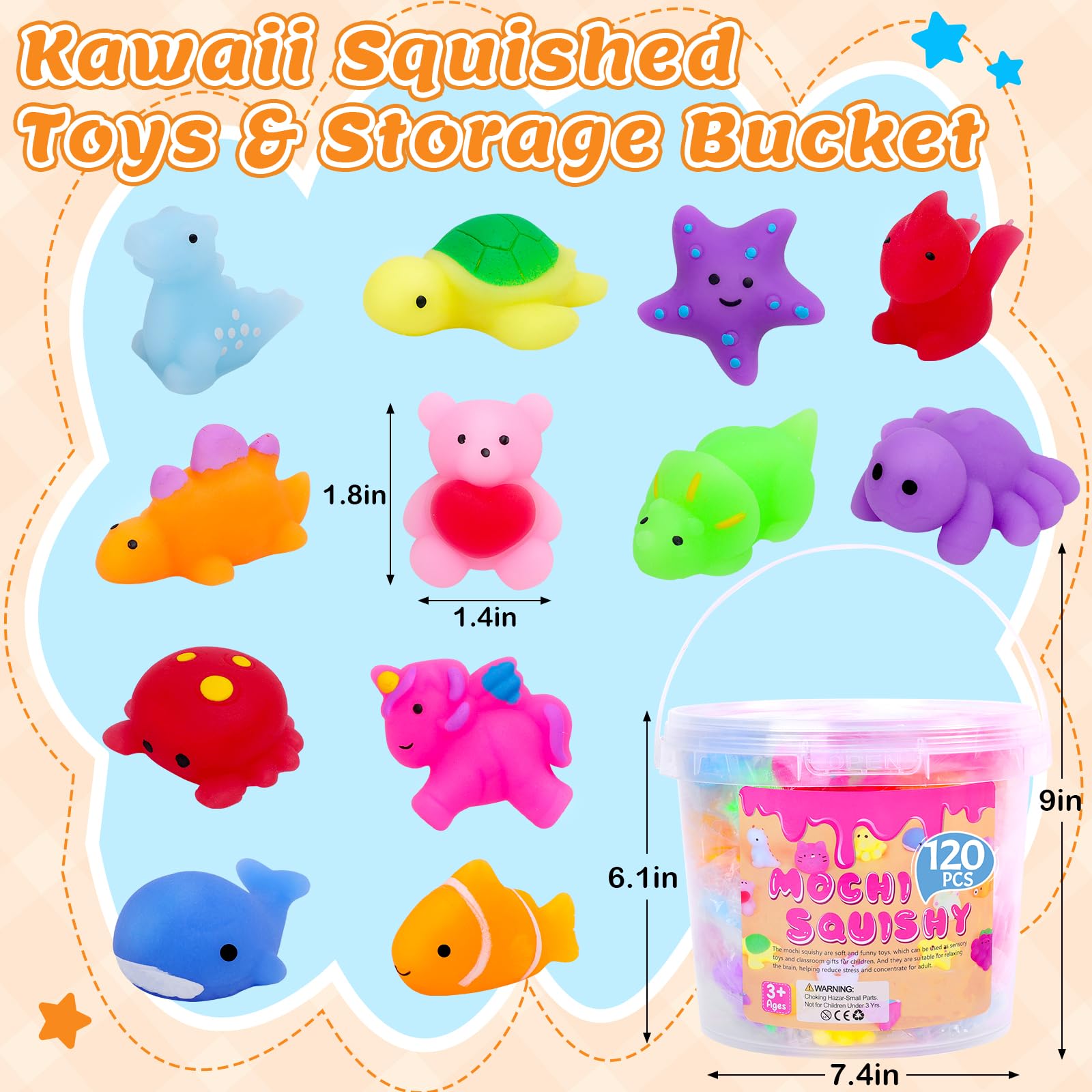 VISCOO 120 Pack Squishy Toys – Kids Party Favors & Classroom Prizes