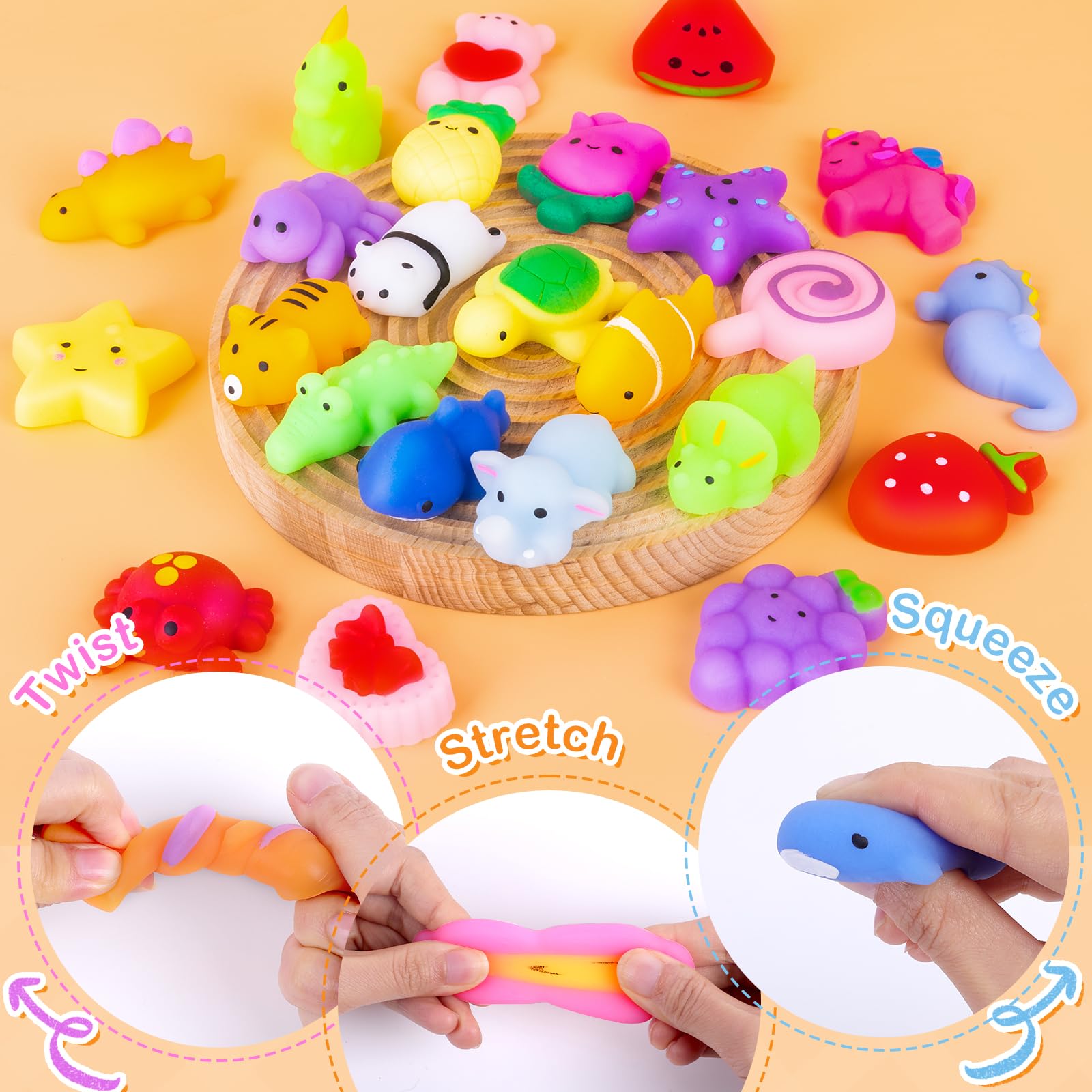 VISCOO 120 Pack Squishy Toys – Kids Party Favors & Classroom Prizes