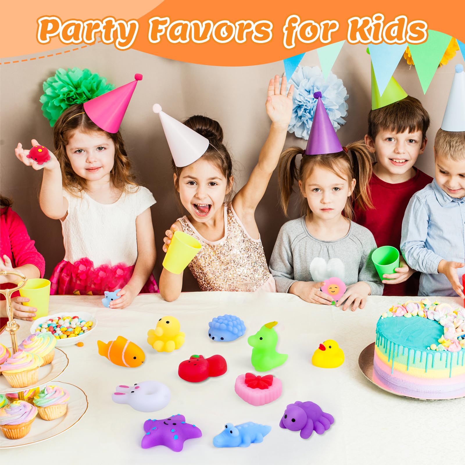 VISCOO 120 Pack Squishy Toys – Kids Party Favors & Classroom Prizes