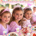 Vistico Princess Party Tableware Set – 144 Pcs for 24 Guests (Plates, Cups, Forks, Straws, Napkins)