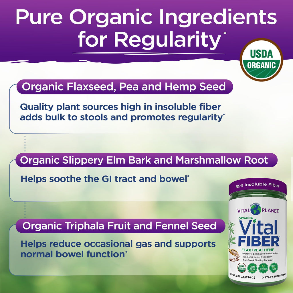 Vital Fiber Pulver - Bio unlösliche & lösliche Ballaststoffe | Vital Planet 220 g