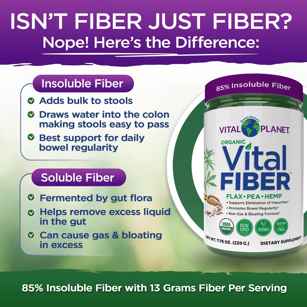 Vital Fiber Pulver - Bio unlösliche & lösliche Ballaststoffe | Vital Planet 220 g