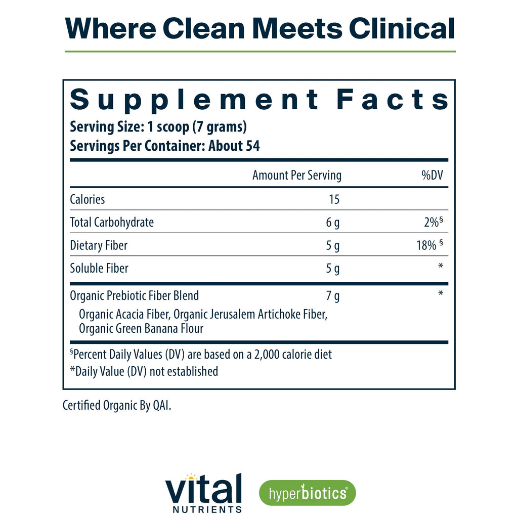 Hyperbiotics Vital Nutrients Bio-Präbiotischer Faserpulver | Darmgesundheit & Verdauungsregelmäßigkeit | 54 Portionen
