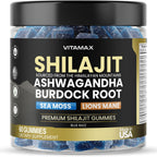Vitamax Organic Shilajit Gummies with Sea Moss & Ashwagandha – 105+ Minerals, 60 Count
