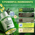 Organic Oregano Oil Capsules + Black Seed Oil | 99% Carvacrol, 180 Softgels