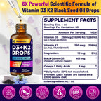Vitamin D3 K2 Tropfen 10000IE mit Bio-Schwarzkümmelöl – 6-in-1 Flüssigkeit (59 ml)