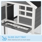 PawHut Rabbit Hutch Outdoor Wooden Guinea Pig Hutch Rabbit Run Bunny Cage Small Animal House Pull-Out Tray, Grey, 122 x 62.6 x 92 cm