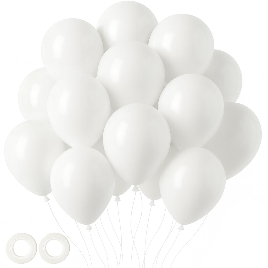 Voircoloria 105pcs White Balloons, 12inch Party Balloons for Birthday, Baby Shower, Graduation, Wedding