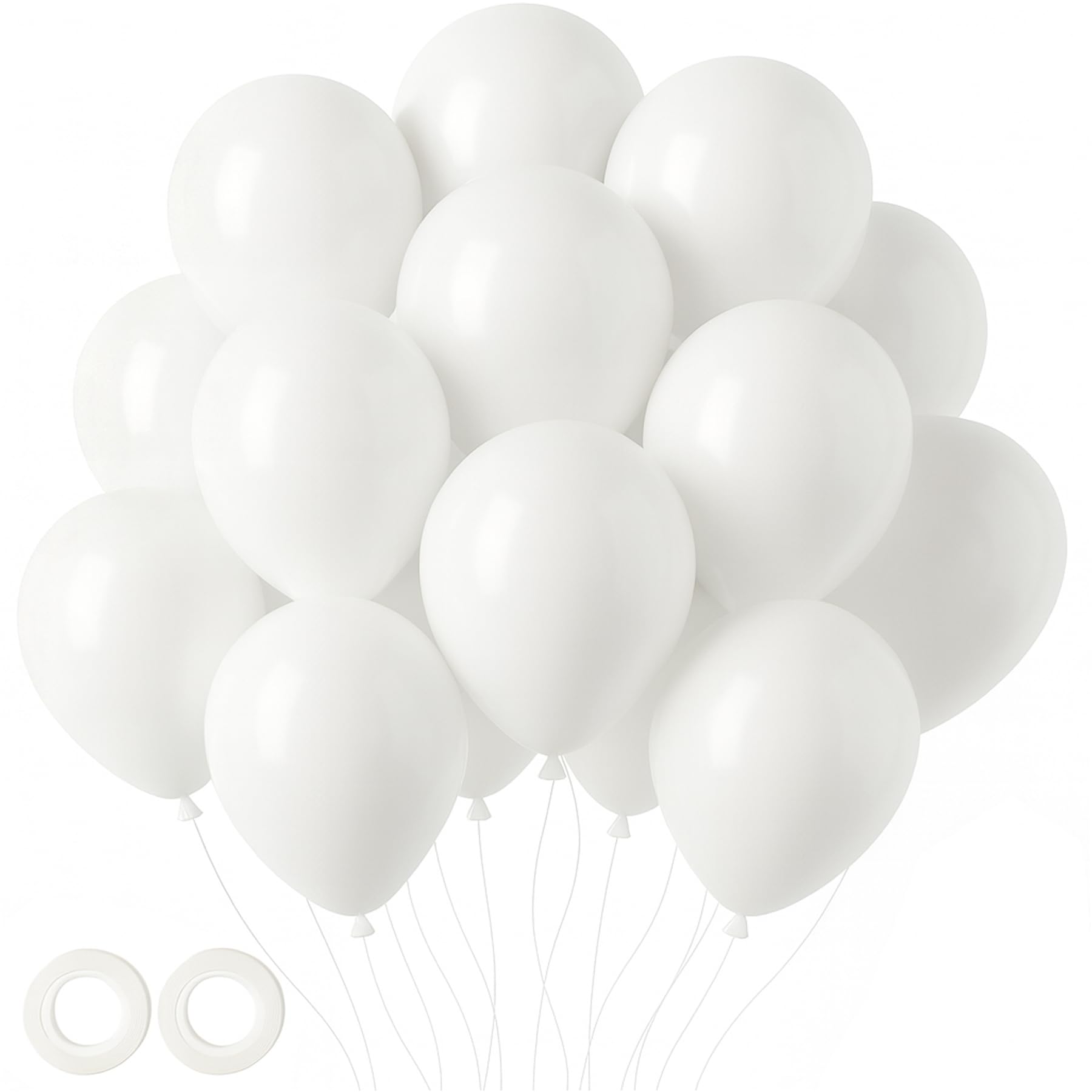 Voircoloria 105pcs White Balloons, 12inch Party Balloons for Birthday, Baby Shower, Graduation, Wedding