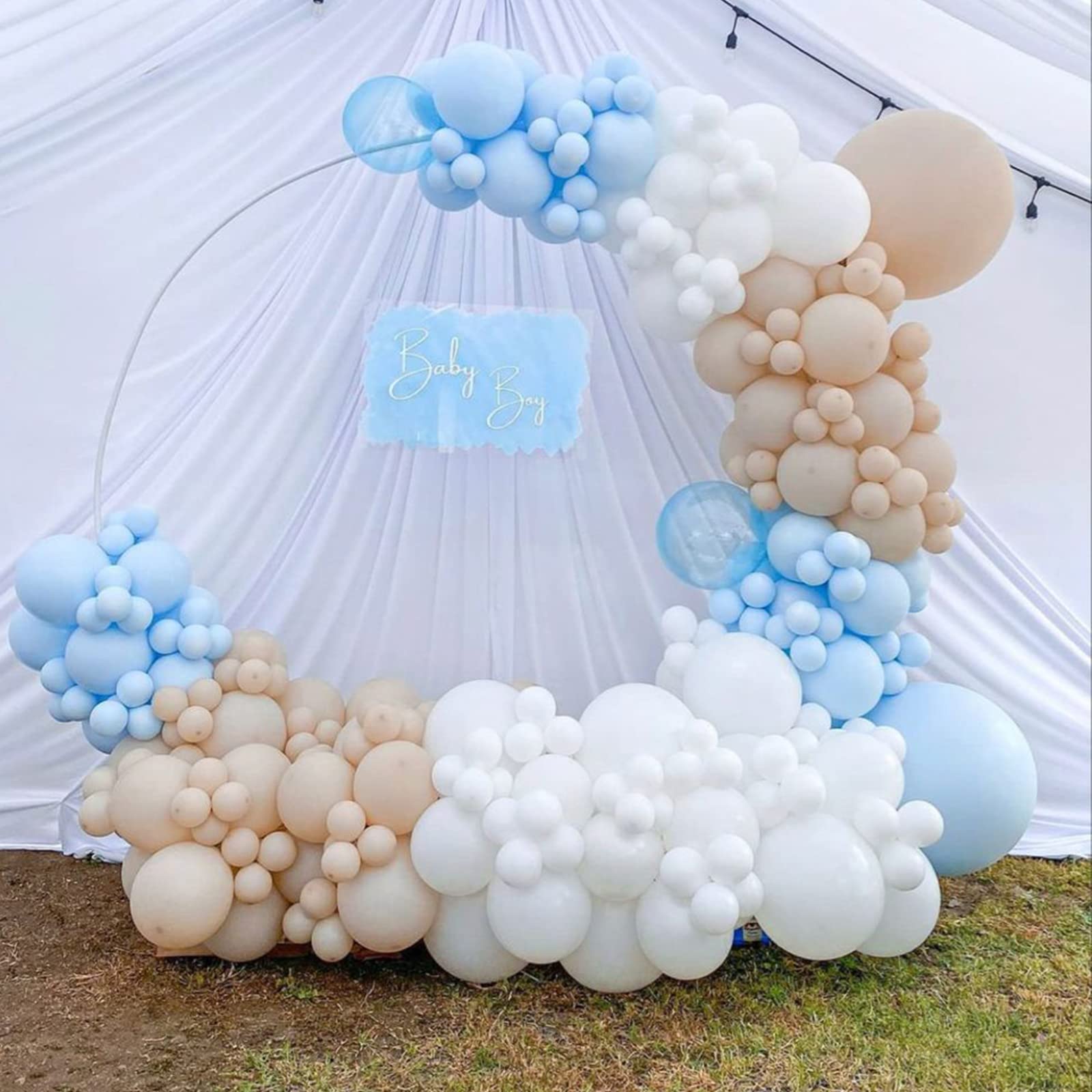 Voircoloria 130pcs White Latex Balloons — 5 Sizes for Parties (18in, 12in, 10in, 5in)