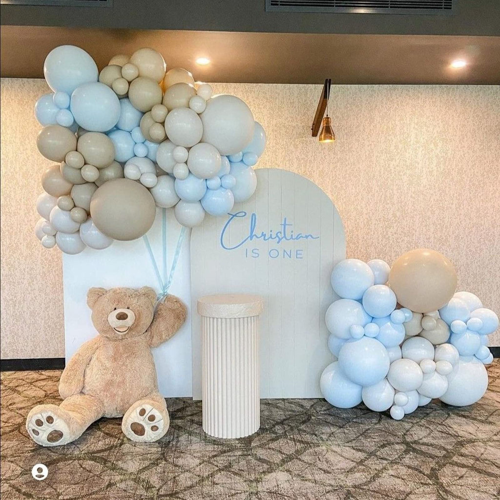 Voircoloria 130pcs Light Blue Balloons – 18in, 12in, 10in, 5in Baby Blue Party Decorations