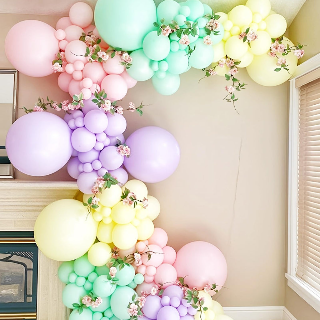 Voircoloria 130pcs Pastel Balloon Garland Kit – Macaron Latex Balloons (5in, 10in, 12in, 18in)