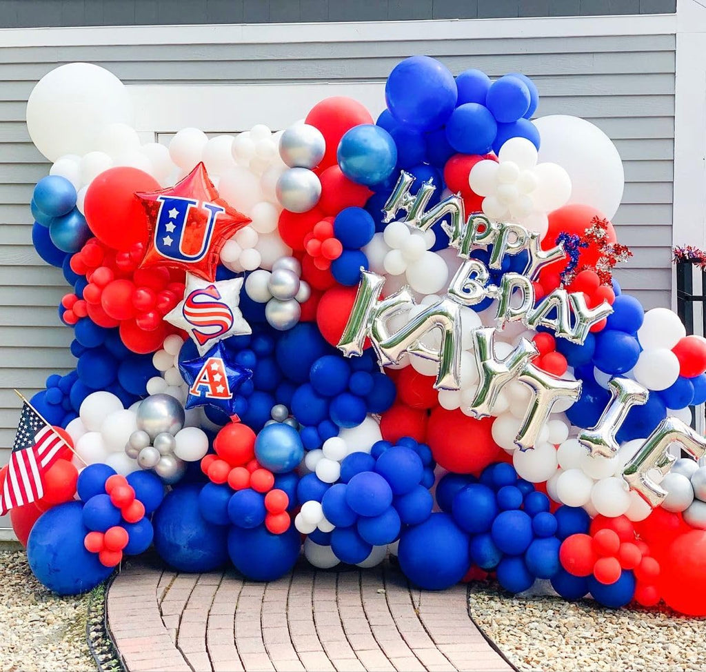 Voircoloria 130pcs Red White Blue Balloons Set – 5/10/12/18in Party Decor