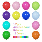 Voircoloria 105pcs Rainbow Balloons – 12inch Latex Party Kit
