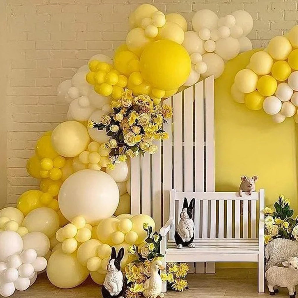 Voircoloria 130pcs Pastel Yellow Balloons – 5 Sizes Balloon Garland Arch Kit for Parties