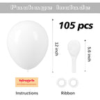 Voircoloria 105pcs White Balloons, 12inch Party Balloons for Birthday, Baby Shower, Graduation, Wedding