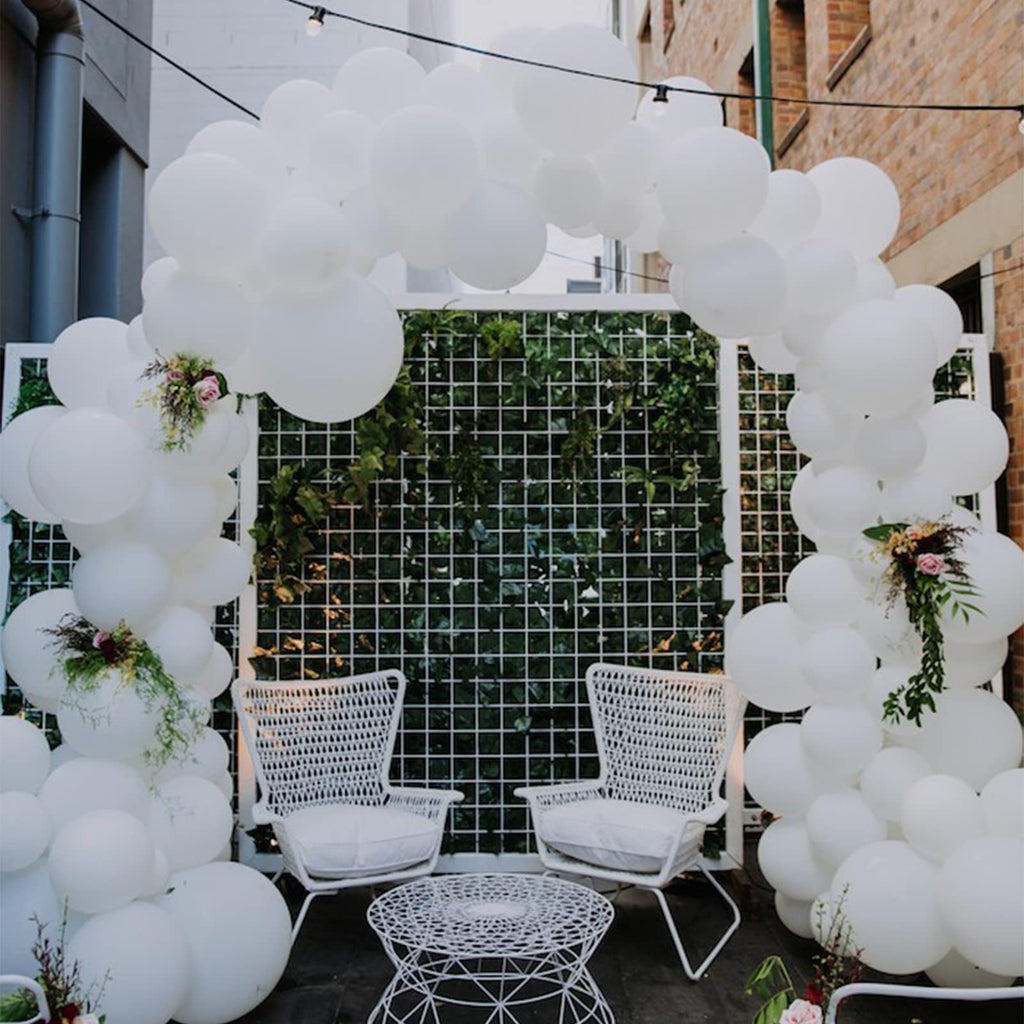 Voircoloria 130pcs White Latex Balloons — 5 Sizes for Parties (18in, 12in, 10in, 5in)