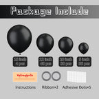 Voircoloria 130pcs Black Balloons Set – 5, 10, 12 & 18 Inch Latex Party Balloons