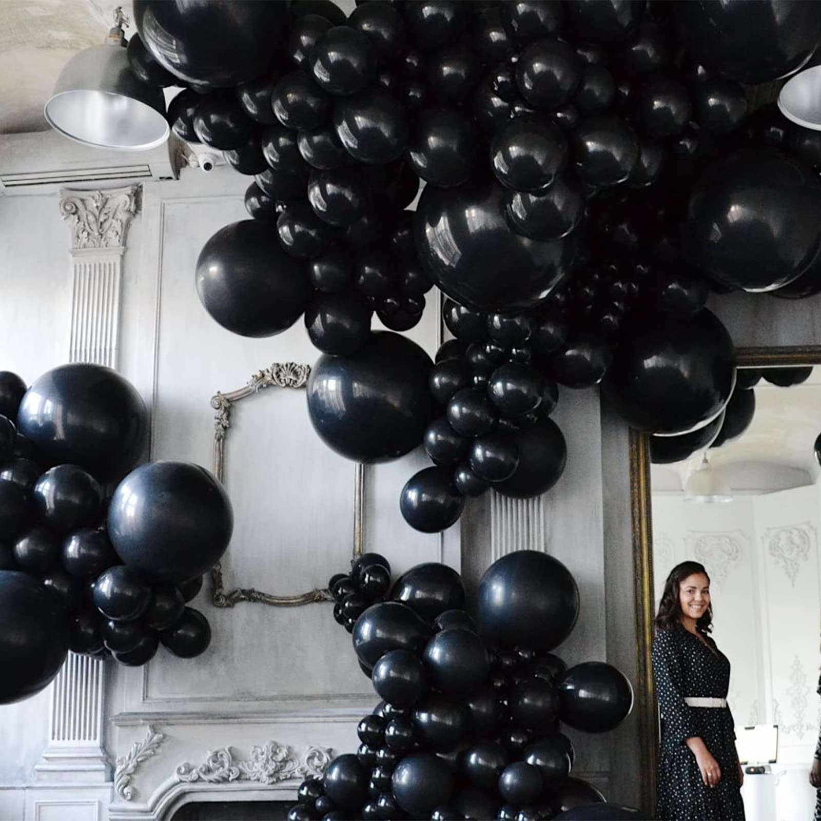 Voircoloria 130pcs Black Balloons Set – 5, 10, 12 & 18 Inch Latex Party Balloons