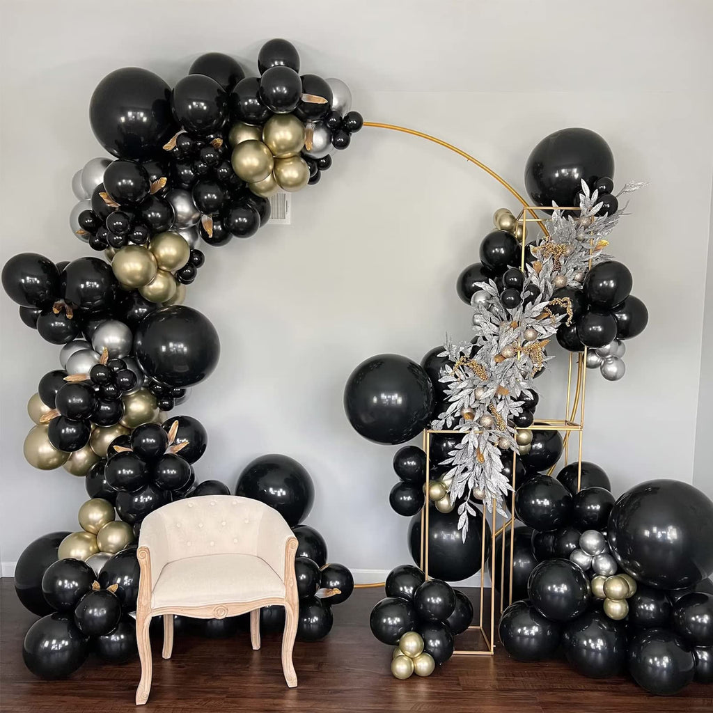 Voircoloria 130pcs Black Balloons Set – 5, 10, 12 & 18 Inch Latex Party Balloons