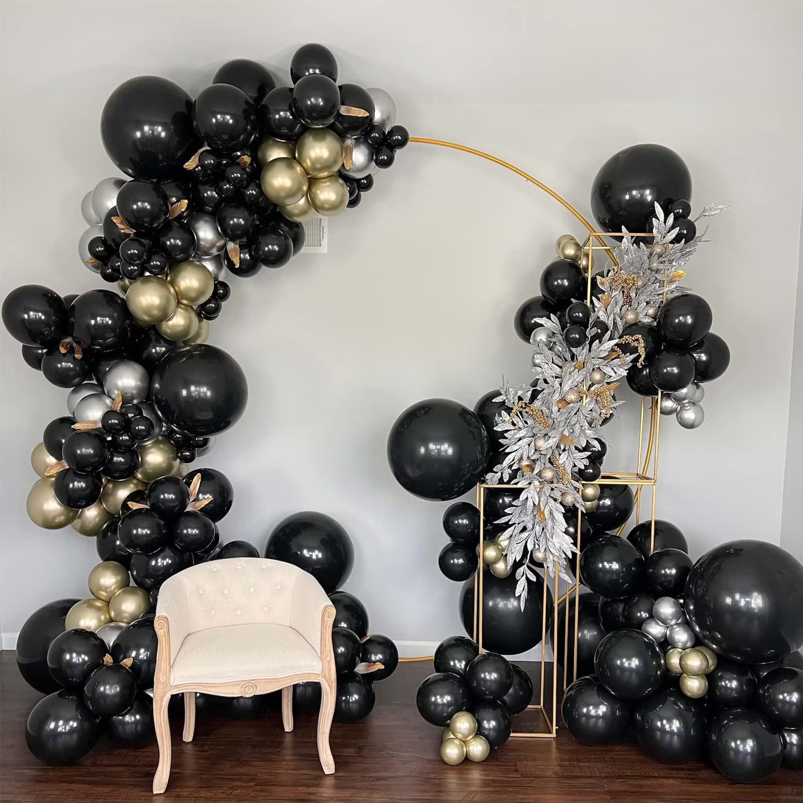 Voircoloria 130pcs Black Balloons Set – 5, 10, 12 & 18 Inch Latex Party Balloons
