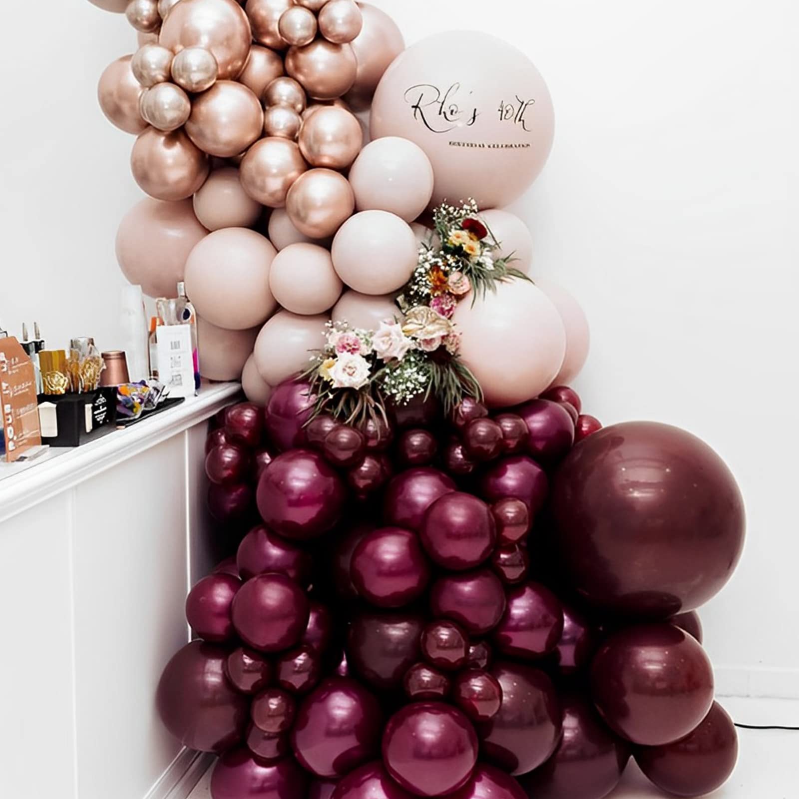 Voircoloria Burgundy Balloons Kit – 130pc Party Decor for Weddings & More
