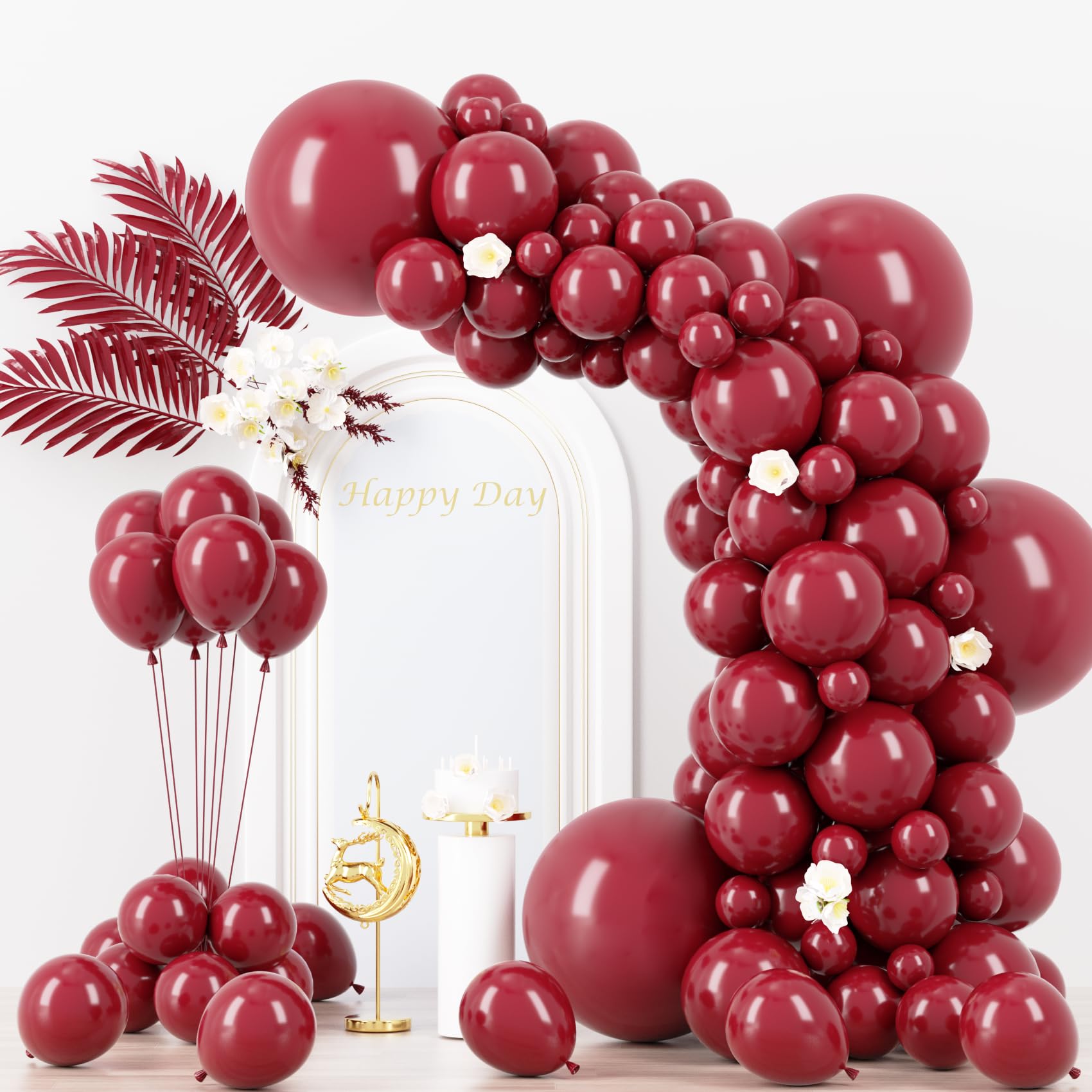 Voircoloria Burgundy Balloons Kit – 130pc Party Decor for Weddings & More