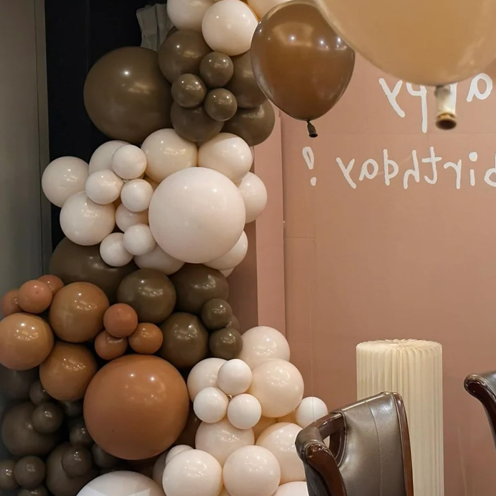 Voircoloria 130pcs Brown Balloons Set - 5in, 10in, 12in, 18in Latex Party Balloons