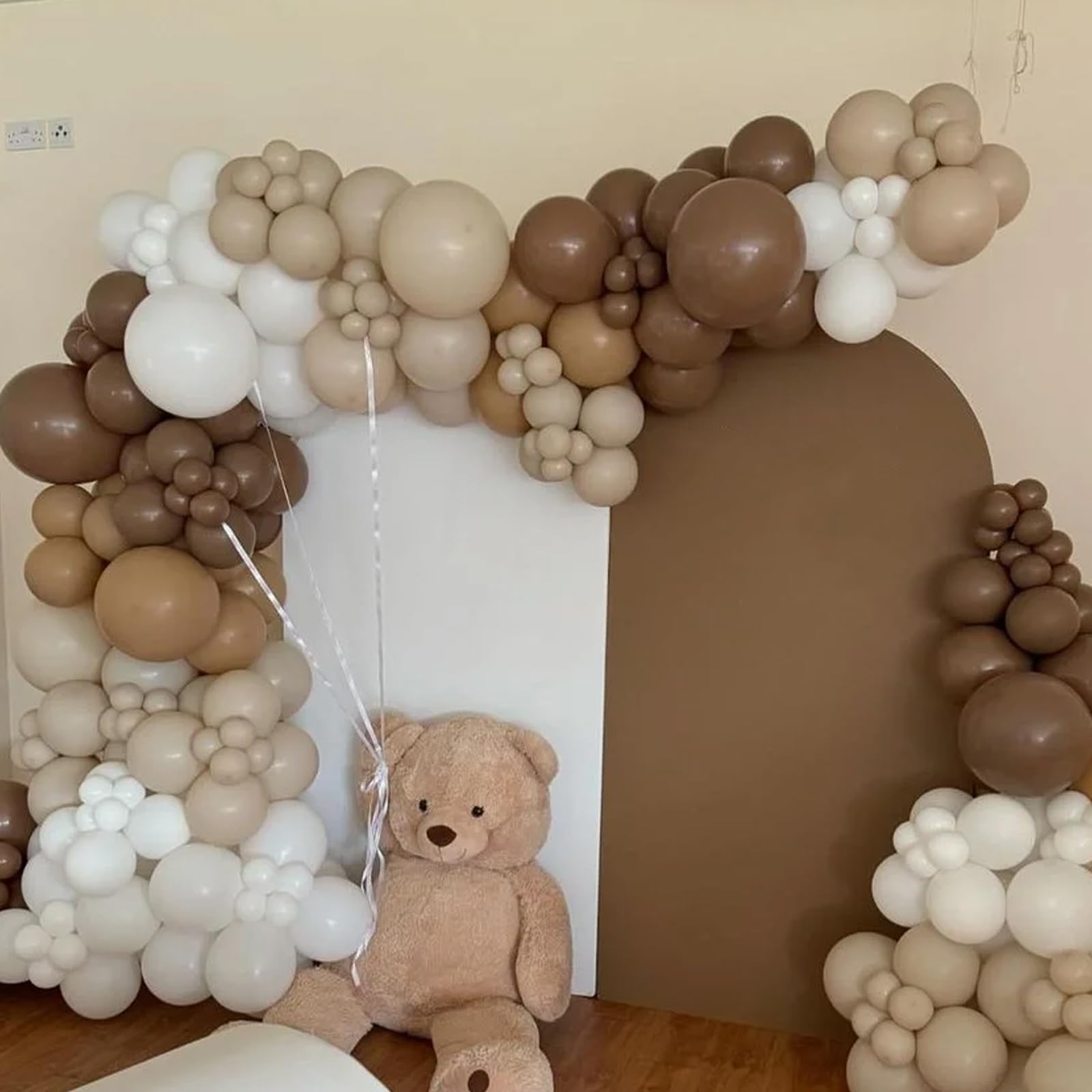 Voircoloria 130pcs Brown Balloons Set - 5in, 10in, 12in, 18in Latex Party Balloons