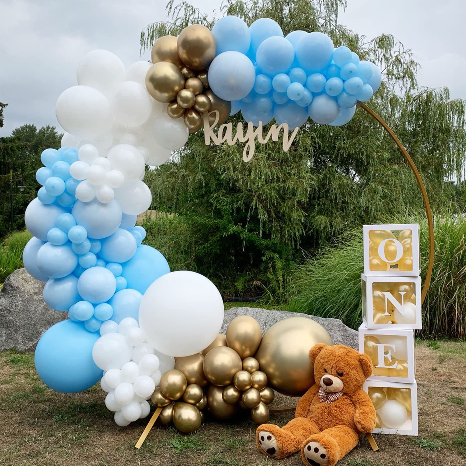 Voircoloria 130pcs Light Blue Balloons – 18in, 12in, 10in, 5in Baby Blue Party Decorations
