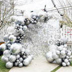 Voircoloria 130pcs Metallic Silver Balloon Garland Arch Kit – Chrome Balloons for Graduation, Birthday, Baby Shower, Wedding