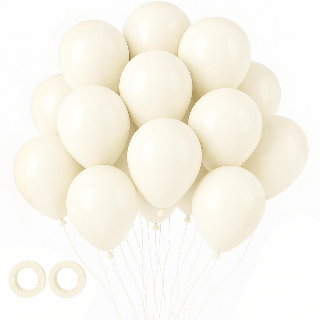 Voircoloria 105pcs Ivory Balloons – Premium Matte Latex for All Celebrations