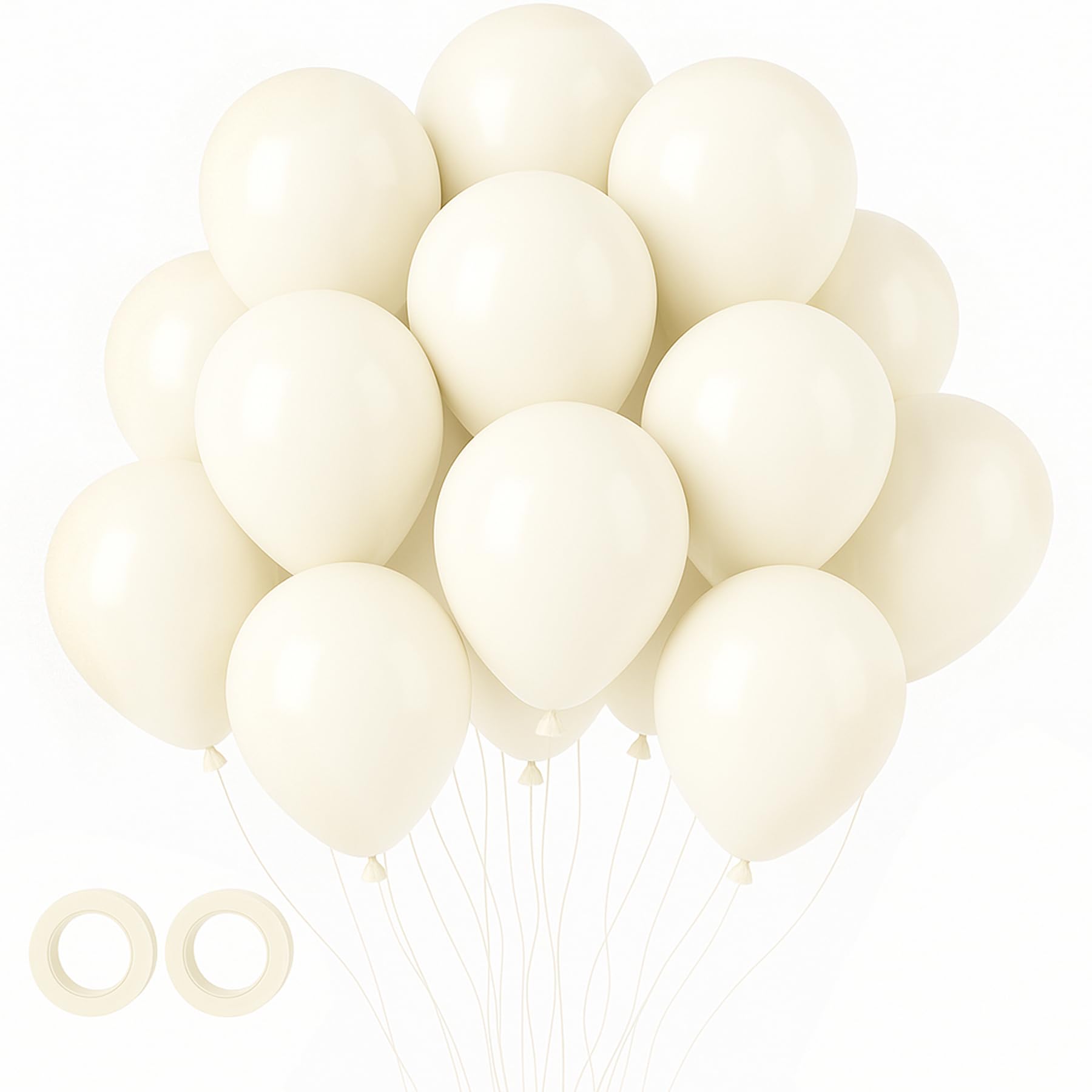 Voircoloria 105pcs Ivory Balloons – Premium Matte Latex for All Celebrations