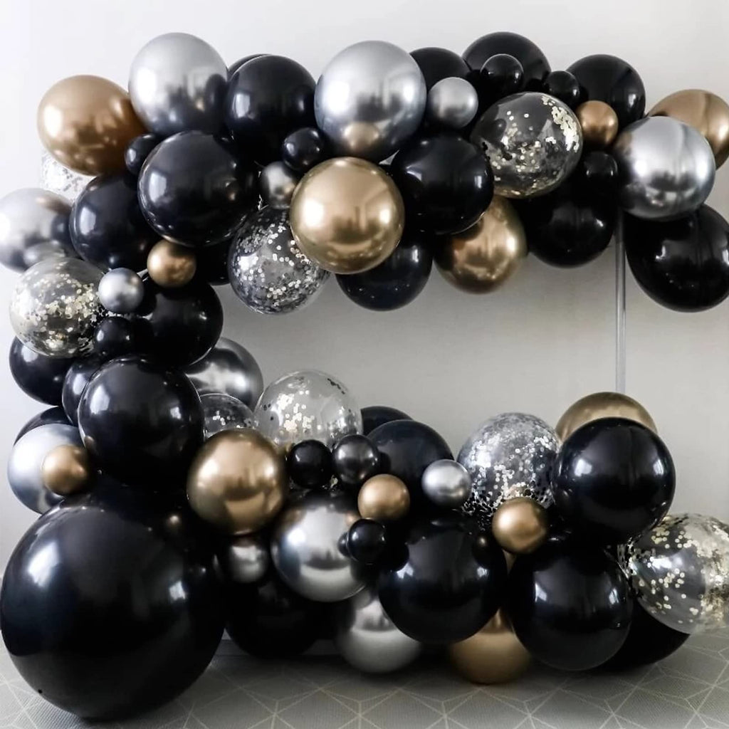 Voircoloria 130pcs Black Balloons Set – 5, 10, 12 & 18 Inch Latex Party Balloons
